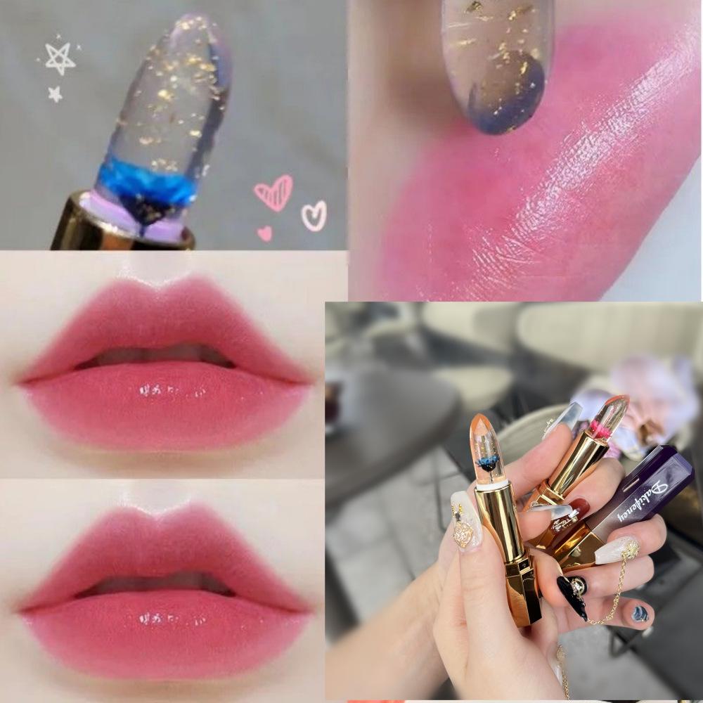 Color-Changing Flower Jelly Lipstick: Moisturizing, Long-Lasting, Non-Sticky, Non-Fading, Temperature-Adaptive Lip Balm, Safe for Pregnant Women.