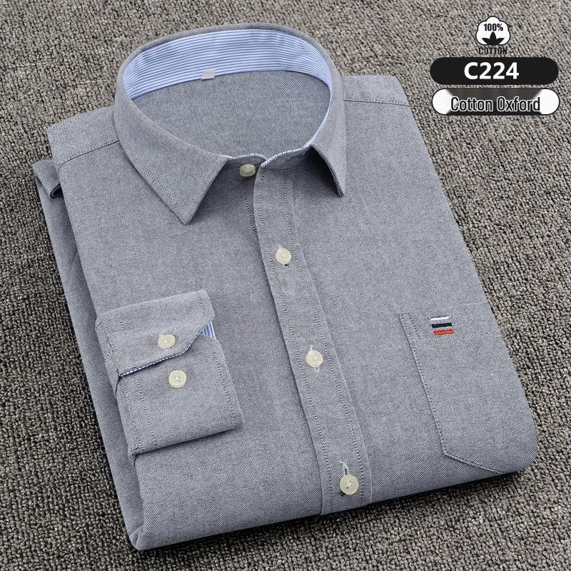 

Мужская приталенная рубашка оксфорд из чистого хлопка с длинным рукавом 47