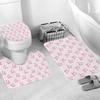 Pink Bow Shower Curtain Polyester Waterproof Fashion 1pc/3pcs/4pcs Bathroom Floor Mat Toilet Set Bath Accessories Mildew Proof