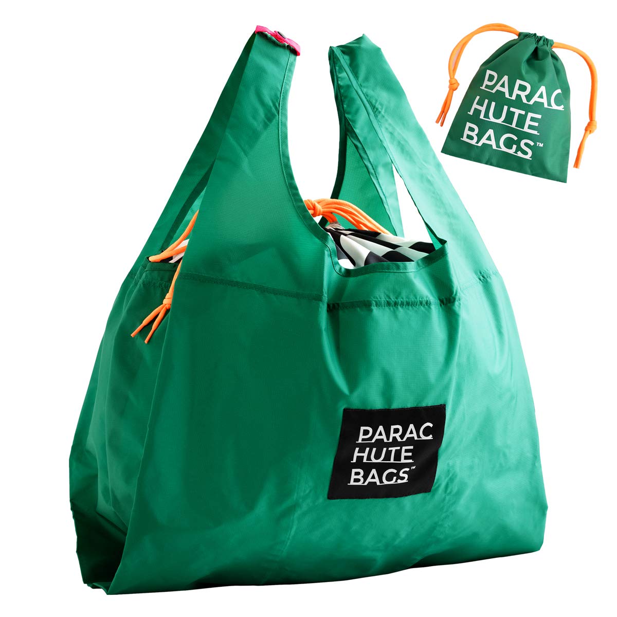 

Parachute Bags Mega Large Capacity Shopping Basket Size Eco Bag, Durable, Lightweight, Foldable, Compact, Stylish Design (Solid Green)