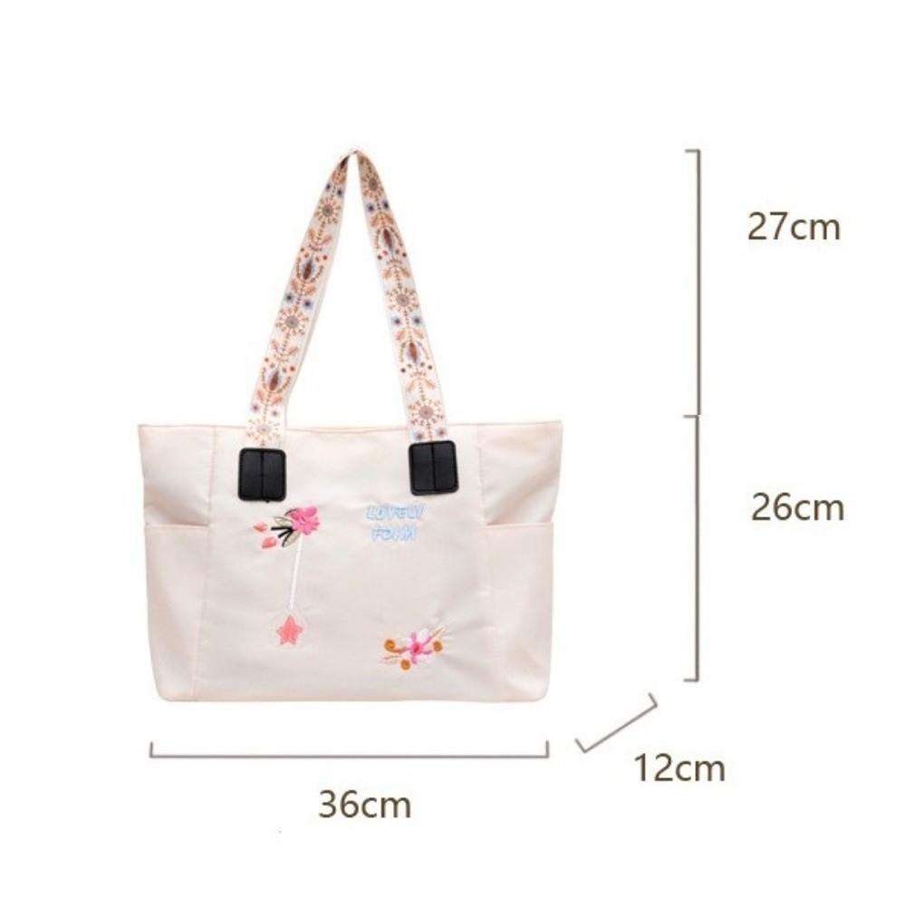 Casual Large Capacity Shoulder Bag Nylon Waterproof Shopping Bag Lightweight Handbag Women