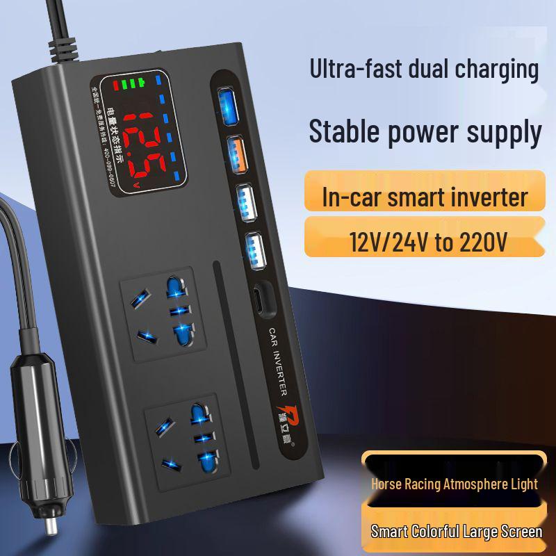 Universal Car Inverter 12V/24V to 220V Power Socket for Sedan/Truck Charging