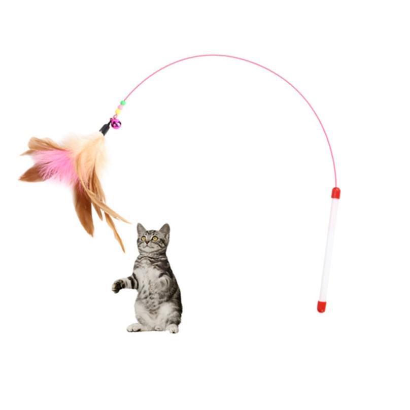 Pet Supplies Cat Toys Cute Design Plastic Wire Feather Pre-stick Cat Toy Interactive