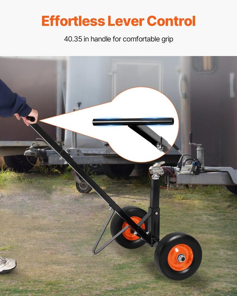 600lbs Trailer Dolly 16.5 and 22 inAdjustable Height 1-7/8 In Ball Solid Tires