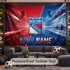 Wall Hanging Tapestry Custom NameNew York Rangers Pattern Personalized Printed Fabric Wall Decor