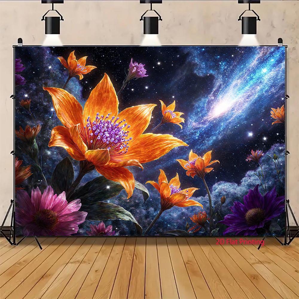 2D Plane Unique Cosmic Flower Visual Background Fabric Suitable for Festival Parties and Celebration Events Polyester Fiber