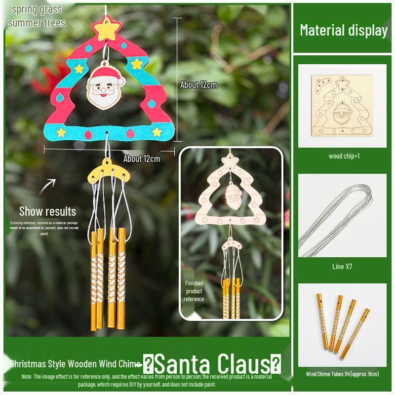 DIY Wooden Christmas Wind Chime Kit: Children's Painting & Decorating Ornament Gift