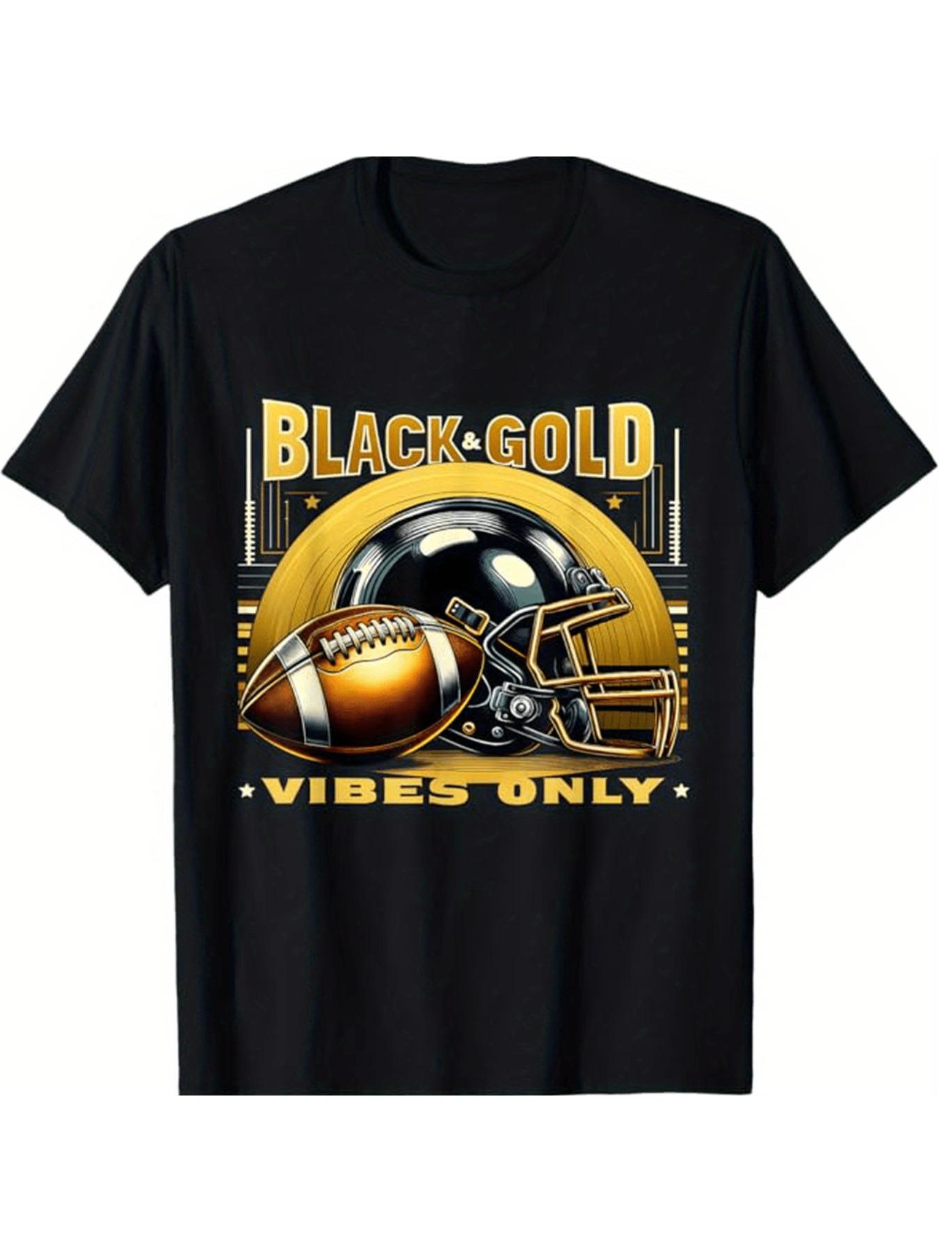 

Black Golden Football Vibes Only Graphic TShirt 100 Cotton ONeck Short Sleeve Summer Casual Mens Tshirt Streetwear 4XL