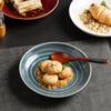 Japanese Ceramic Deep Plate Retro Dinner Plate Round Plate Household Dish Plate High Value Soup Plate Restaurant Pasta Plate Salad Plate