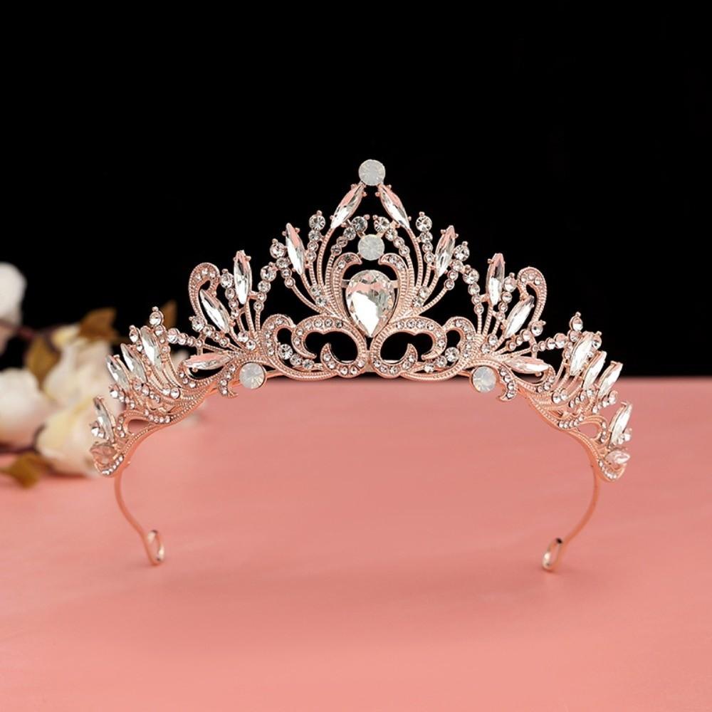 Vintage Baroque Crown Antique Bronze Princess Rhinestone Tiara  Birthday Head Jewelry