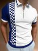 Trendy short-sleeve polo shirt, paisley print sleeves, half zip, casual fit for daily wear.