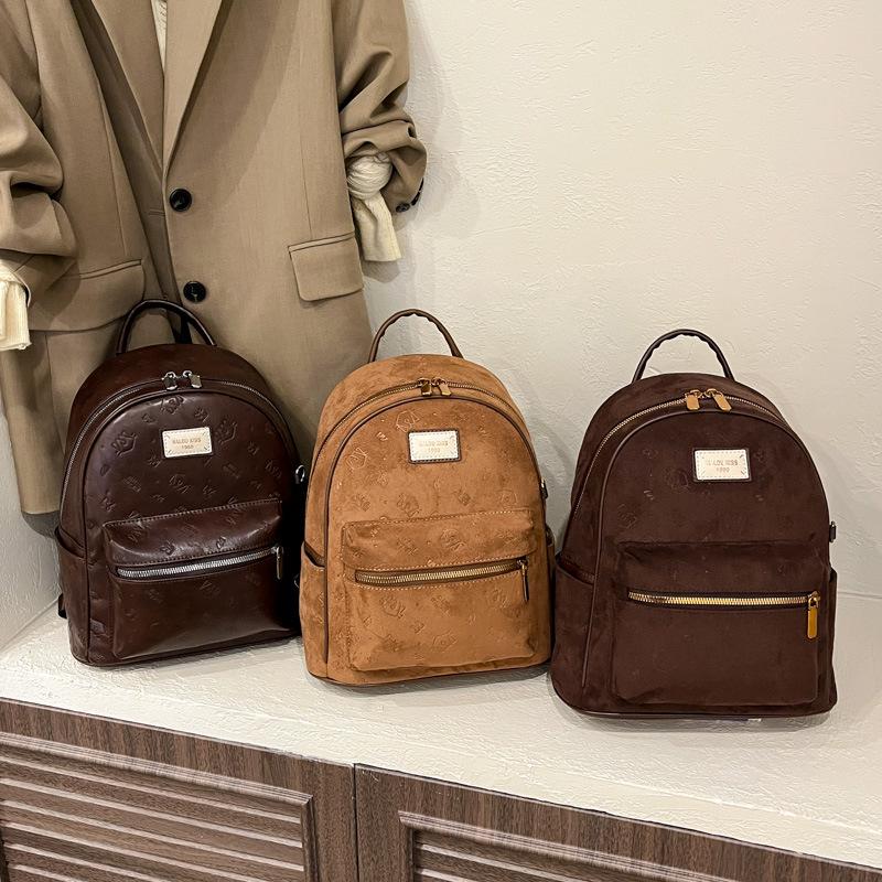 2025 American Retro Brown Large-Capacity Versatile Handbag Backpack