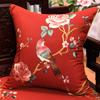 Traditional Flower Bird Embroidered Cushion Cover Backrest Cotton Linen Pillow Cover Sofa Lumbar Pillowcase