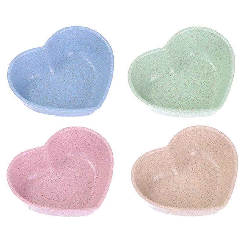 Mini Cute Love Heart Shape Wheat Straw Bowl Snack Small Plate Kitchen Supplies