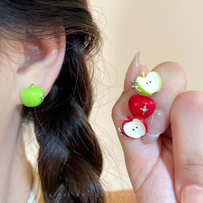 Apple Ping An An! Cute Red Apple Stud Earrings for Women's Niche High-end Earrings, Sweet Wind Temperament 2025 Earrings.