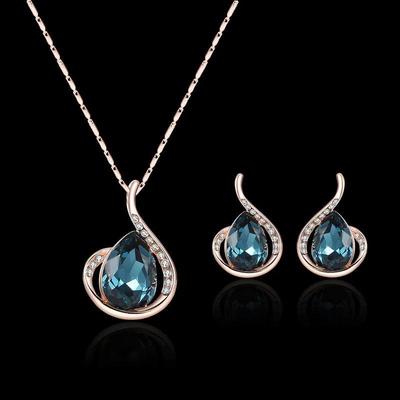 Water Drop Costume Cubic Zirconia Gold-plated Jewelry Set