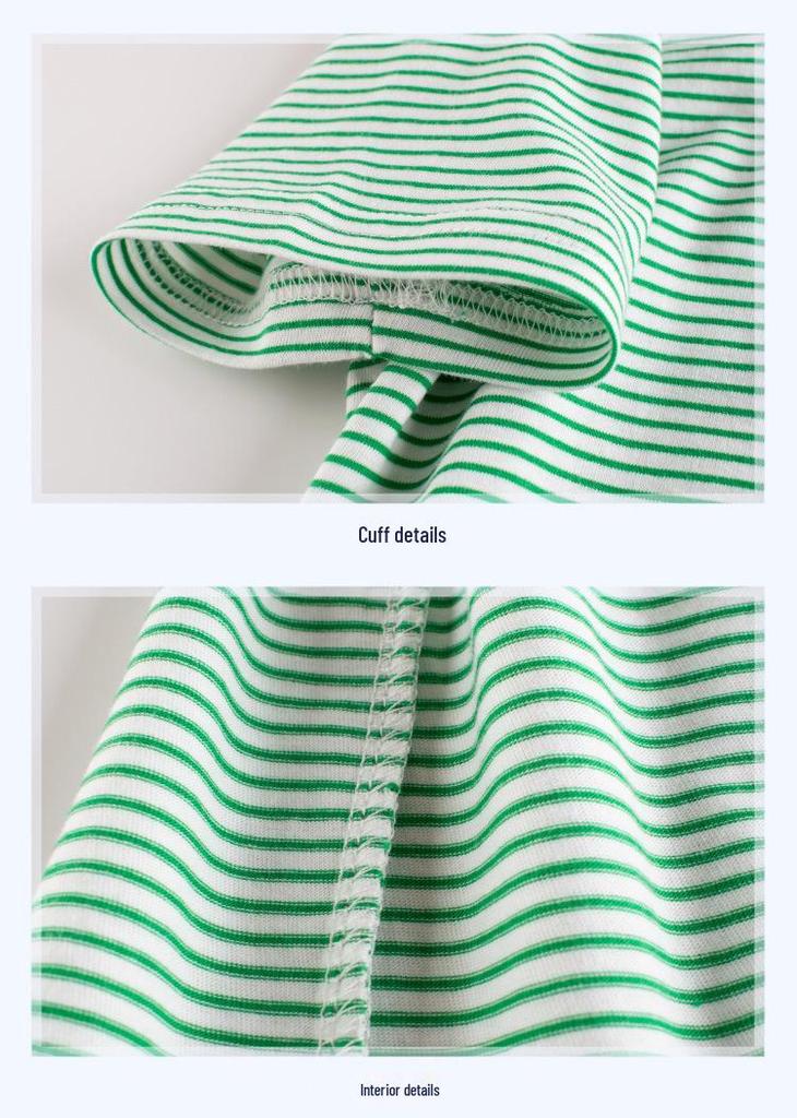 2022 Summer Korean Style Kids' Striped Short Sleeve T-shirt One Piece