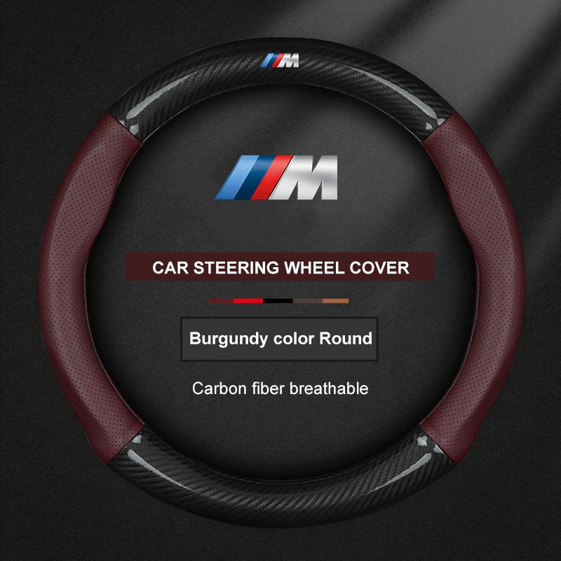 Universal Car Steering Wheel Cover Ventilate Carbon Fiber Leather Three-dimensional Anti Slip For BMW E39 E46 F10 F15 F20 X2 X4