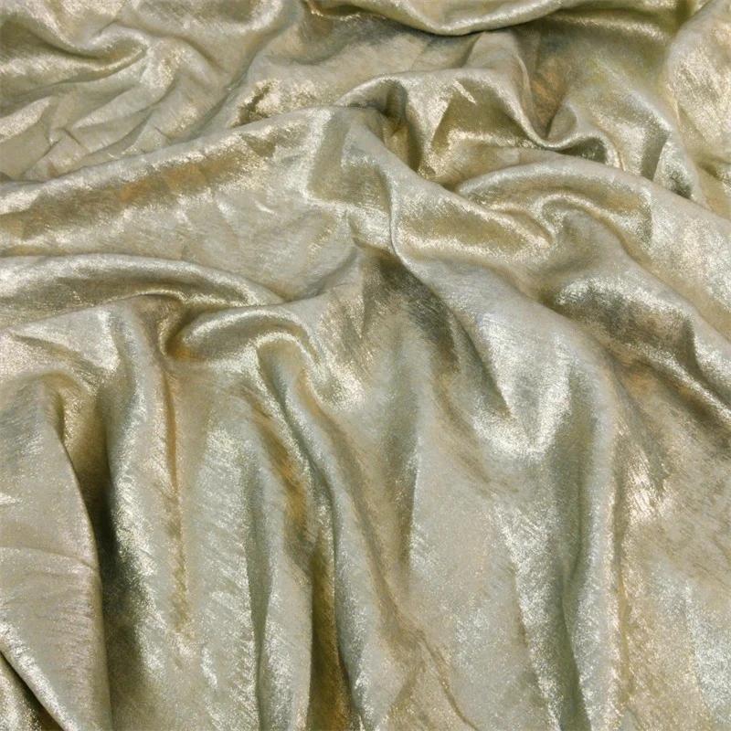 Wide 150cm Shiny Hot Stamping Stretch Luster Fabric For Diy Sewing Wedding Dress Hanfu Upholstery Sofa Curtain Background Cloth