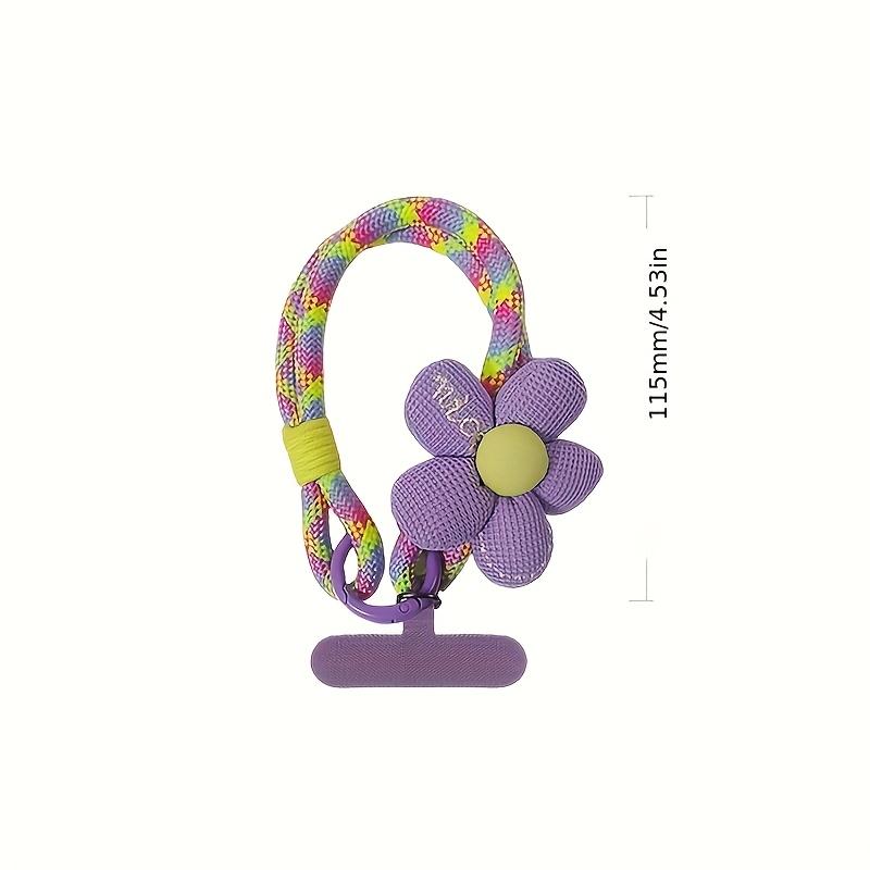 Mobile Phone Lanyard Wrist Short Style, Women's Small Flower Braided Rope, Strong and Durable Handheld Cord Prevents Loss