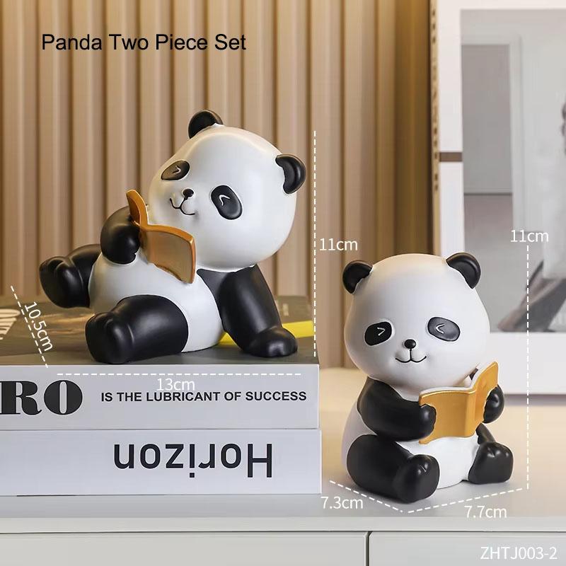 2Pcs: Library Panda Decorative Bookholder Decorative Desktop Cute Panda Bookholder School Office Resin Bookholder