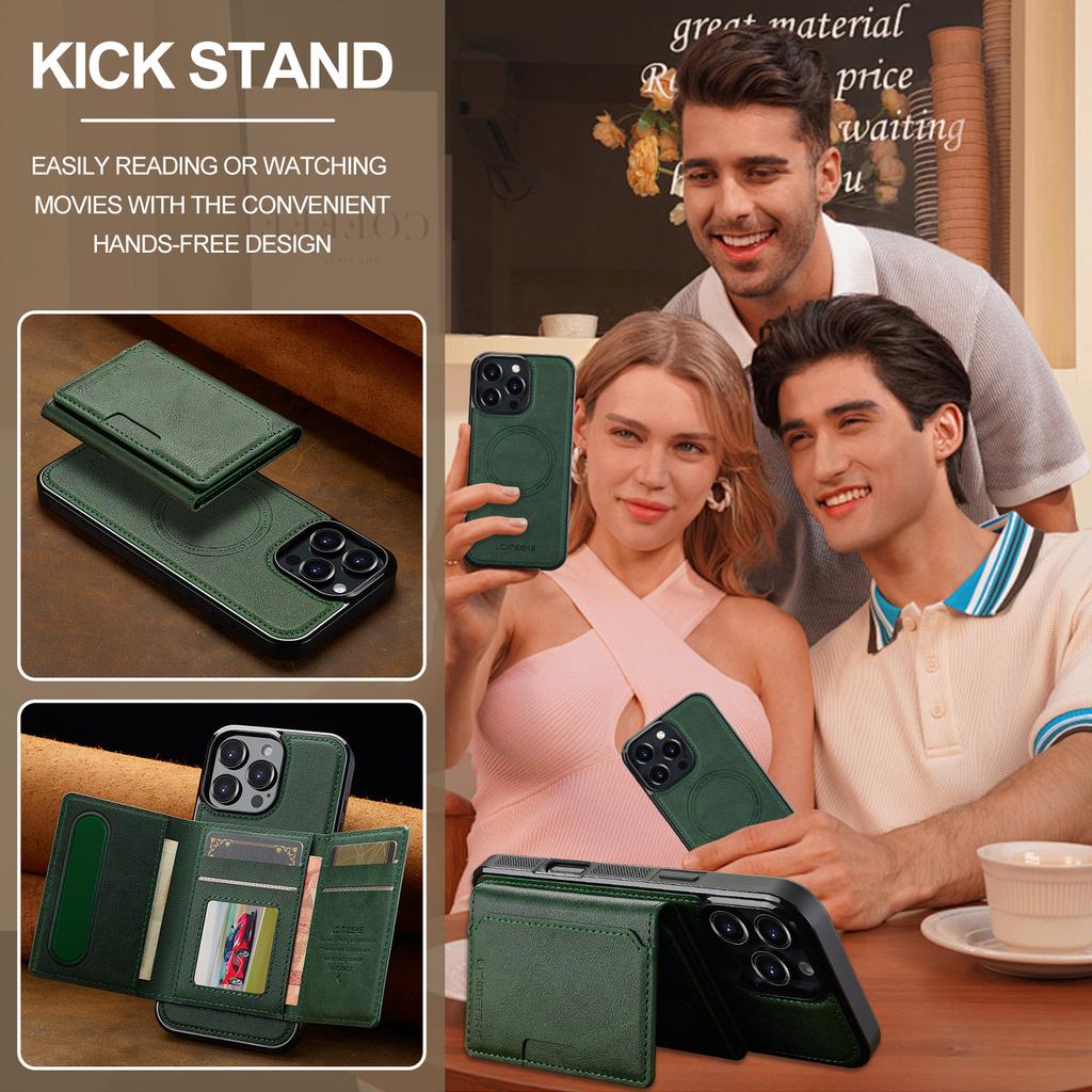 Compatible with iPhone 17 Pro magnetic card holder, 16 Plus protective case, 15 Max Apple two-in-one detachable phone case