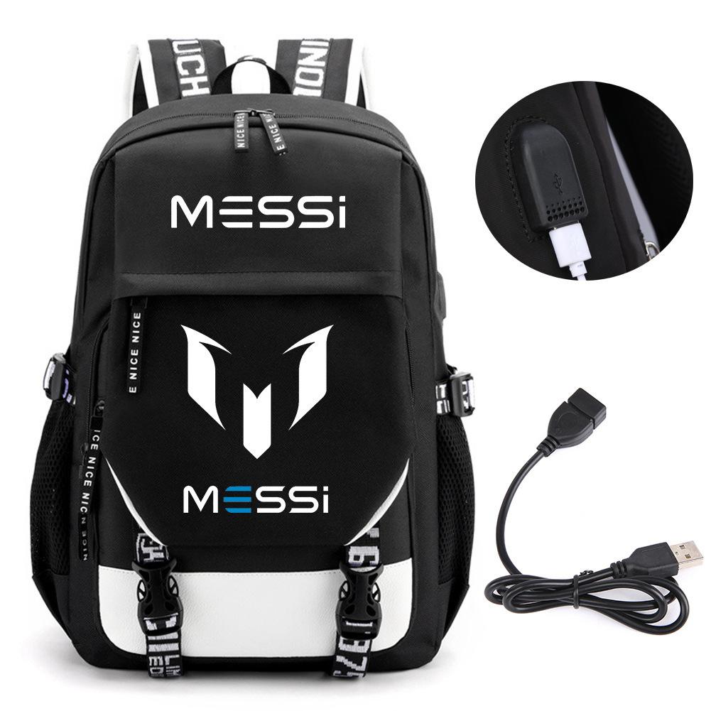 Football Star Peripheral Backpack Fashion Teen Usb Backpack Campus Student School Bag