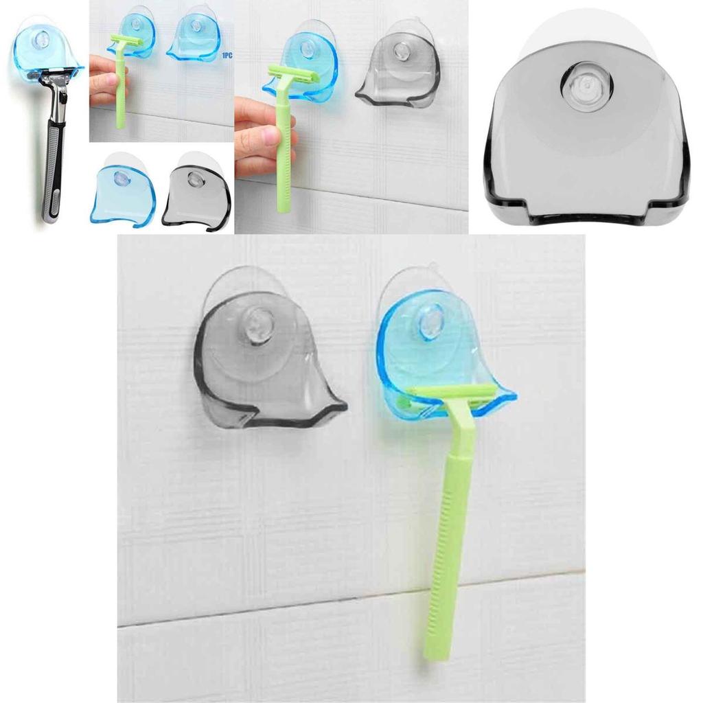 Modern Plastic Super Suction Cup Razor Organizer Holder For Bathroom Wall Storage
