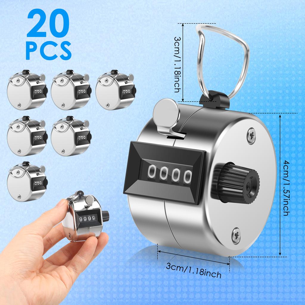 Handheld Clicker Counter 4 Digit Palm Click Counter Mechanical Pitch Counter Tally Count Tool for Knitting Coaching Sport Events