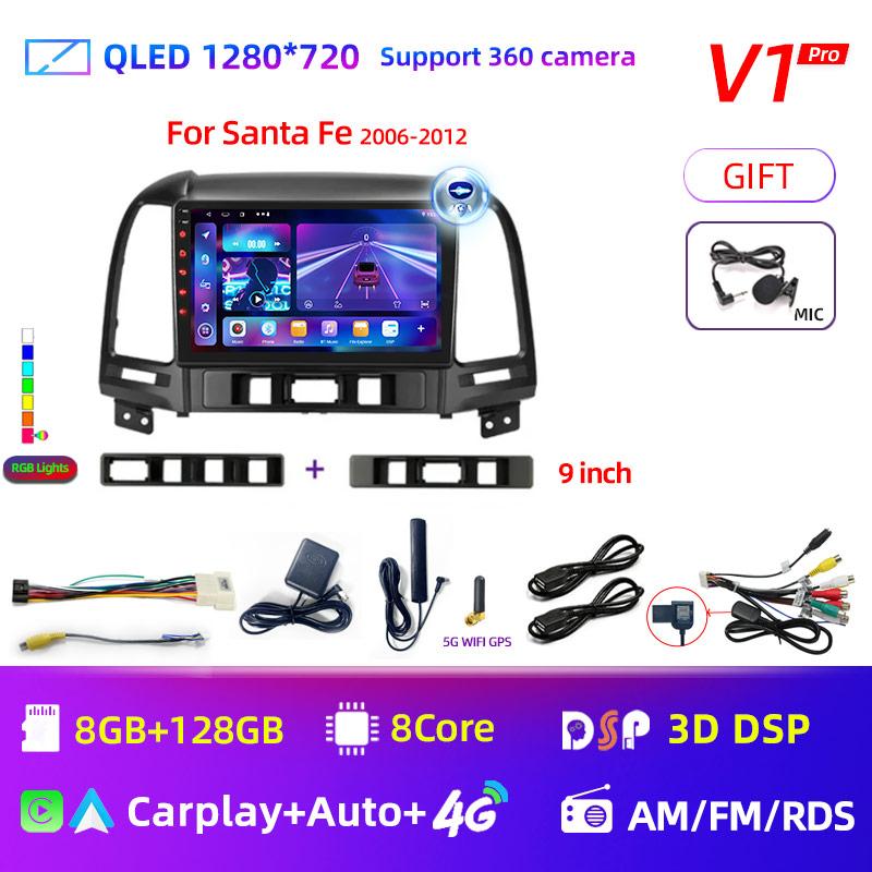 8Core Android 12 DSP Car Radio Multimidia Video Player Navigation GPS For Hyundai Santa Fe 2 2006-2012 2din Head Unit Carplay