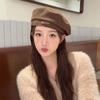 Solid Color Woolen Beret Warm Winter Beanie Sunshade Bonnet Painter Cap  Fashion Girls