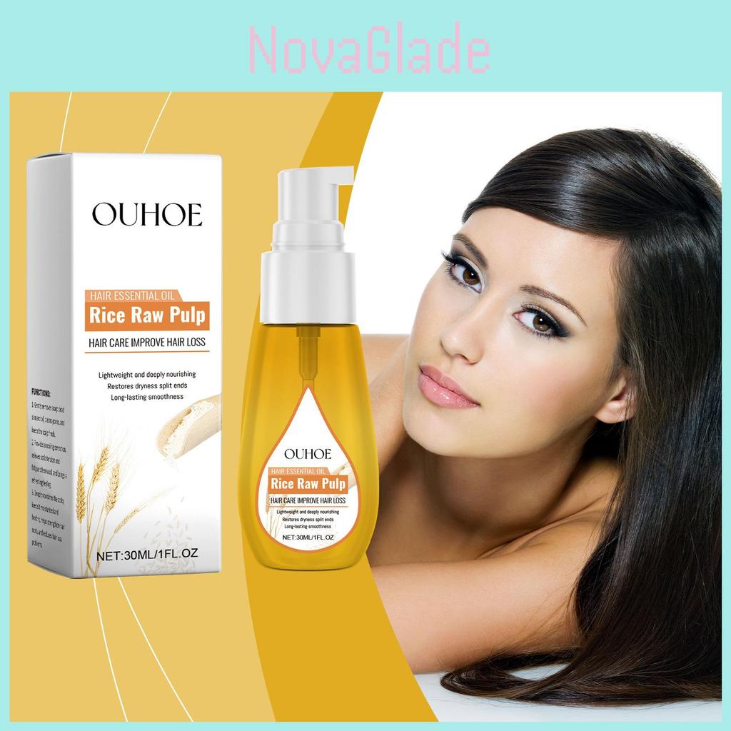 Ouhoe Nourishing Rice Water Hair Oil For Moisturized Ends And Shiny Luxurious Hair