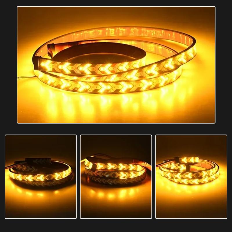 12V Car Brake Turn Light Signal Flexible RV SUV LED Strip Rear Tail Reverse Double Flash Lights for Pickup Trunk Cargo Jeep