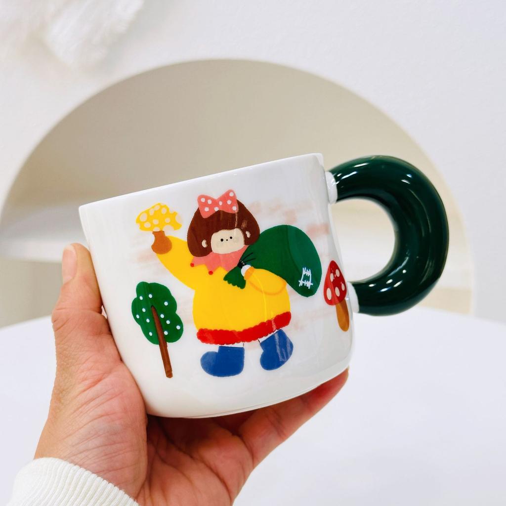 Dívčí suvenýr Roztomilý keramický hrnek s víčkem lžičkou Dárková sada Hrnek Malý dárek Domov Dívka Hrnek na vodu