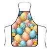 A Colorful Easter Egg Apron Featuring a Full Print of Vibrant Eggs Along with Cute Bunny Ears And Little Chick Elements, Perfectly Capturing The Livel