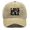 LOVE CAT" Print Snapback Baseball Hat, Animal Dad Hat Sporting Non-Stretch Fabric Lightweight Adjustable Buckle Adjustable Baseball Cap