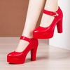9cm 11cm Small Size 32-43 Elegant Shallow Soft Leather Shoes Platform Pumps 2025 Spring Block High Heels Shoes Dress Party Model