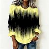 Plus Size Ladies Long Sleeve T Shirt Vintage Stripe Printed Loose Casual Top Comfortable Daily Wear Oversized Tee