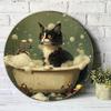 Vintage Round Metal Sign Flower Bucket Kitchen Decor Gift