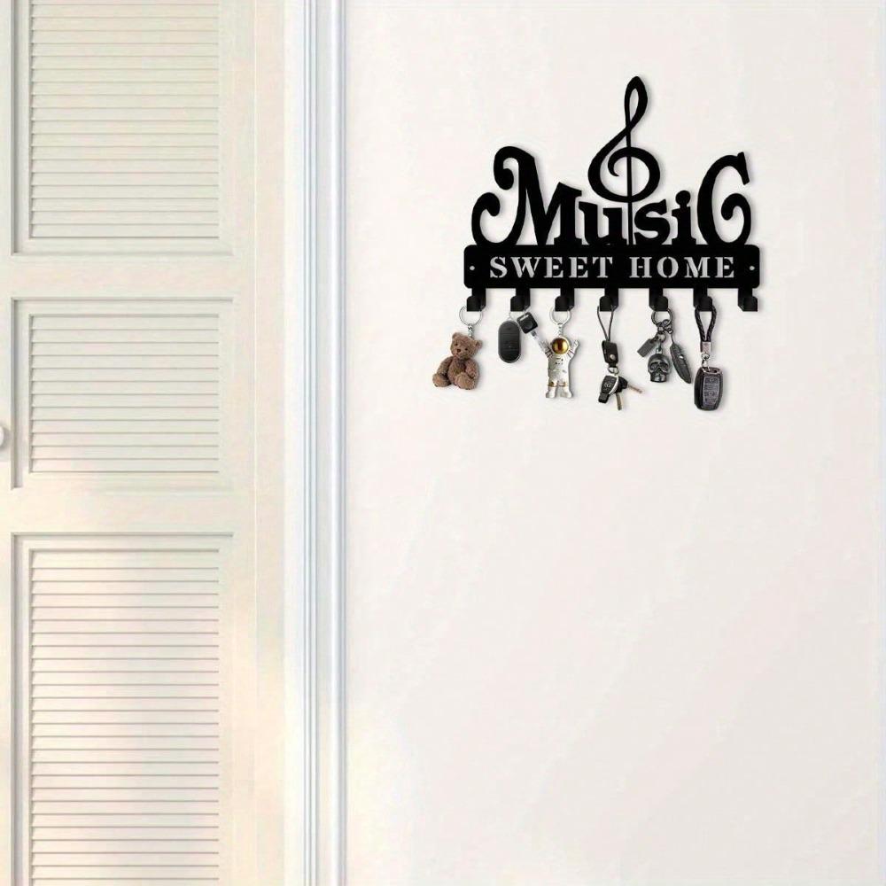 Bohemian Style Metal Key Hook 9.84 Inch Music Theme Wall Organizer for Clothing Hat Office Kitchen Bathroom Decor