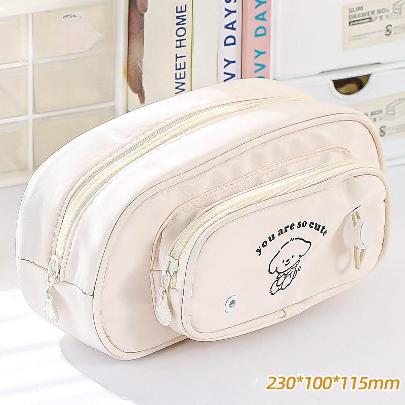 

Модный пенал для детей, однотонная однотонная сумка-карандаш с милым мультяшным щенком, сумка-карандаш, большая вместительная сумка для канцелярских принадлежностей бежевый