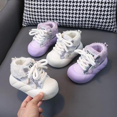 Lammwolle Trendige Kinderschuhe Winter Neuer Stil Jungen Baumwollschuh Modische Kinder Sportschuhe Mädchen Board Schuhe Stiefeletten