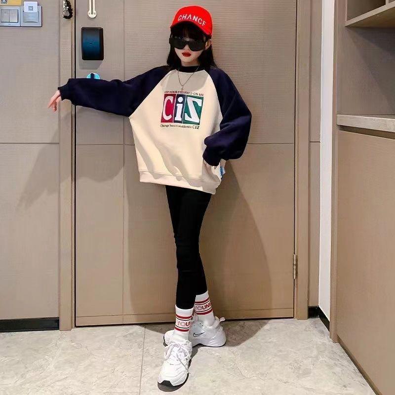 

2025 Толстовка для девочек в корейском стиле - Весенне-осенний трендовый универсальный топ для подростков 140 cm