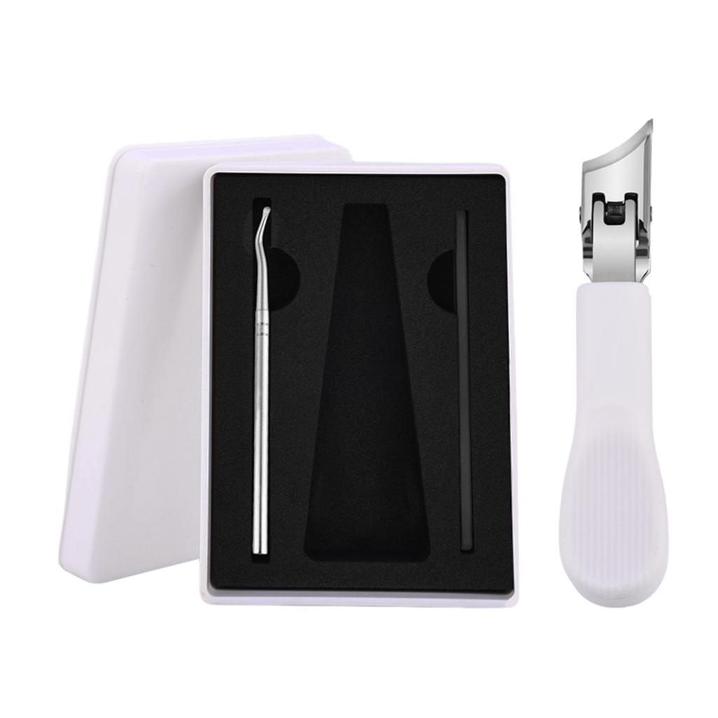 Stainless Steel Beveled Nail Clippers For Thick Ingrown Toenails Anti Splash Design Wide Opening Ergonomic Handle