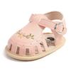 2025 Newborn Baby Girl Sandals Summer Embroidered Leisure Comfortable Lightweight Floral Soft Sole Wrap Toe Sandals For 0-18M