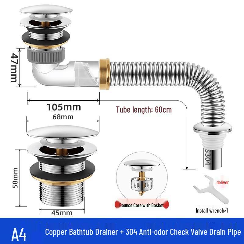TaiJuFu Bathtub Pop-up Drain Kit with Anti-Odor Valve