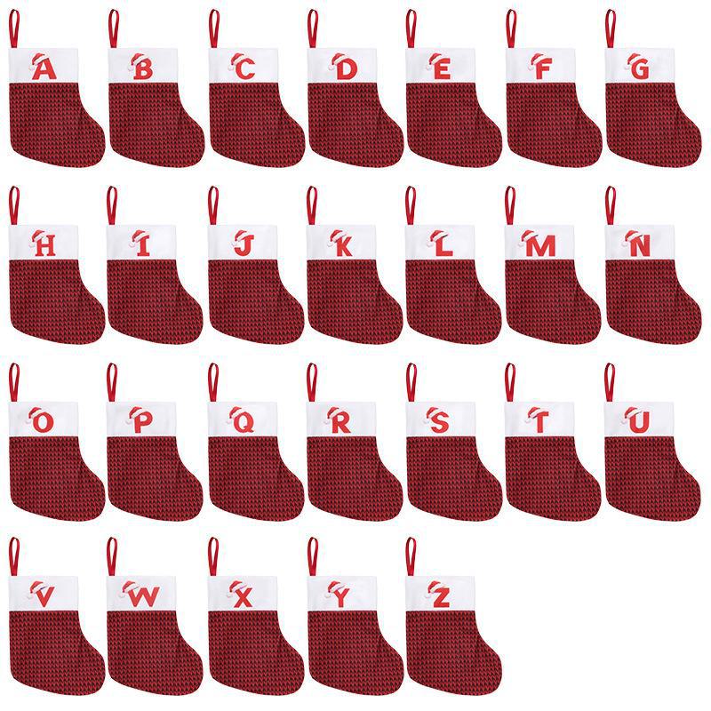 New Cross-Border Christmas Stockings: Festive Red English Letter Party Pendants for Kids