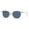 Versace Letter Logo Design Acetate Irregular Shape Sunglasses Women Transparent 65980103 VE4493D 551971-Transparent Gray 55