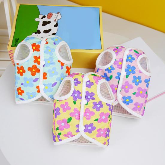 Breathable Towable Flexible Anti-bite Button Closure Dress Up Cotton Flower Print Dog Leash Pet
