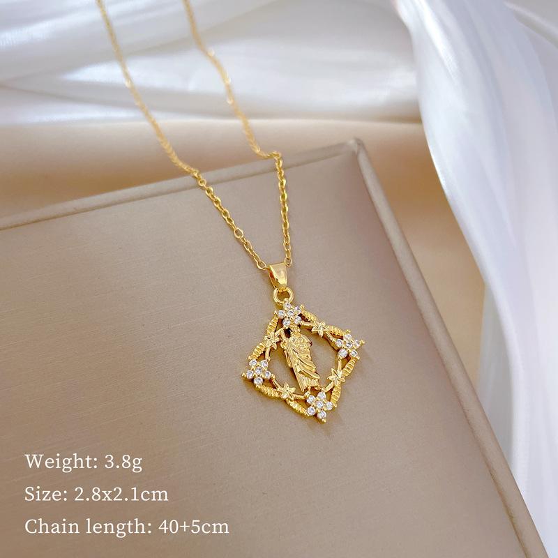 Lucky Necklace Women'S Copper Micro-Inlaid Real Gold Electroplating Simple And Exquisite Clavicle Chain Neck Chain